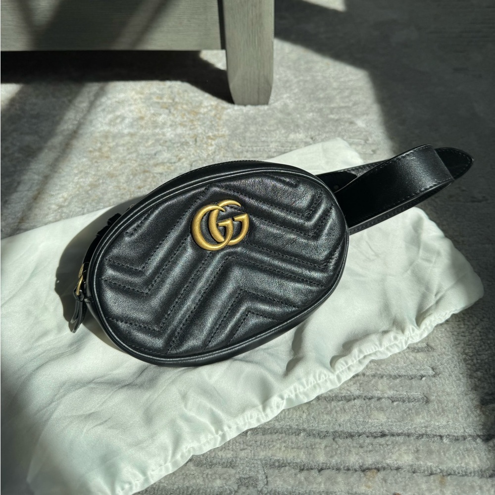 Gucci Gg Marmont Matelasse Leather Belt Bag